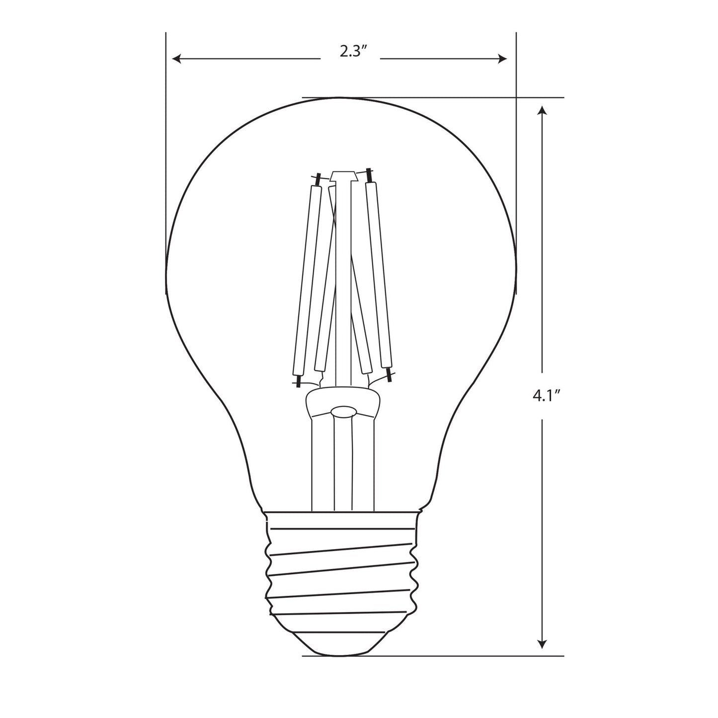 Feit Electric AT19/SMK/VG/LED 4W (25W Replacement) AT19 E26 Dimmable Straight Filament Smoke Glass Vintage Edison LED Light Bulb, Daylight