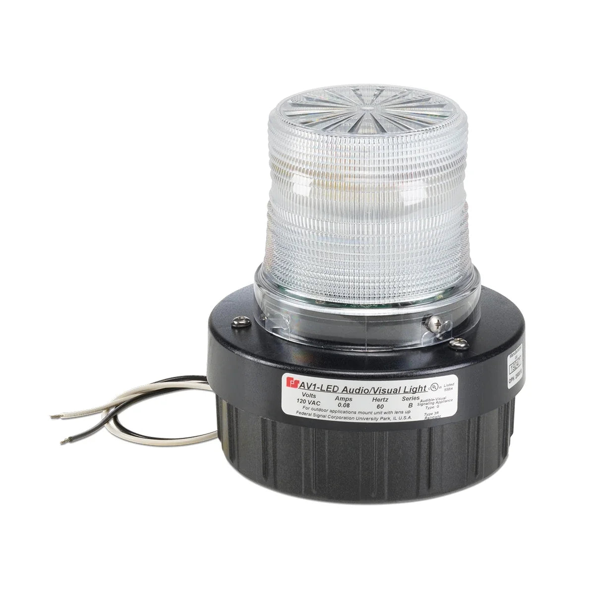 Federal Signal AV1-LED-024C Flashing Combination Audible/Visual Signals, Clear