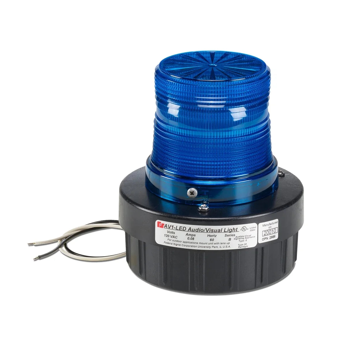 Federal Signal AV1-LED-120B Flashing Combination Audible/Visual Signals, Blue