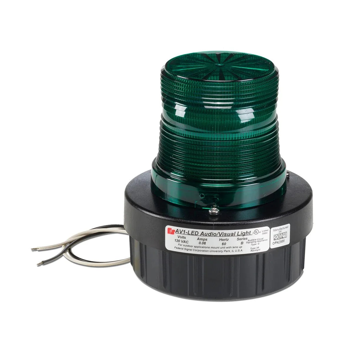 Federal Signal AV1-LED-120G Flashing Combination Audible/Visual Signals, Green