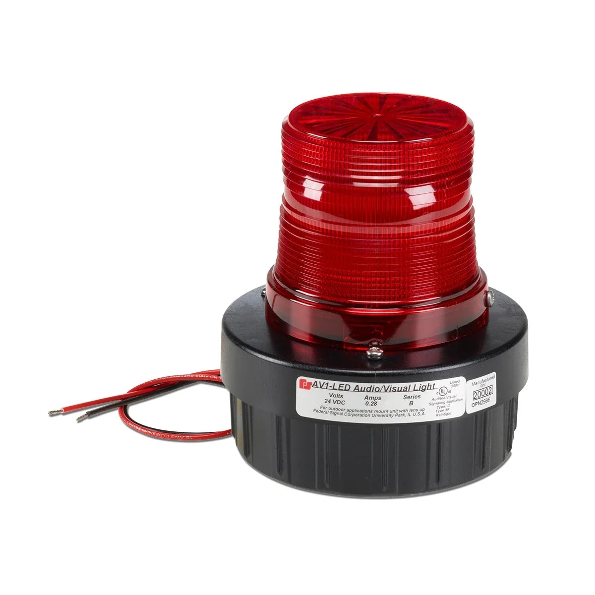 Federal Signal AV1-LED-120R Flashing Combination Audible/Visual Signals, Red