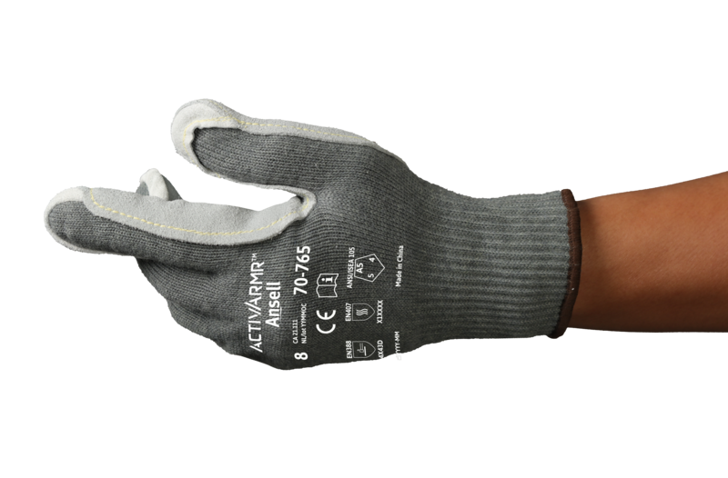 SOS Cleanroom ?245763? Ansell ActivArmr 70-765 Cut and Heat Resistant Leather Coated Gloves