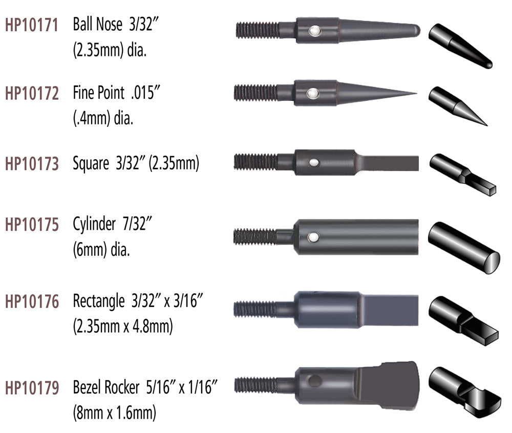 Foredom HP10175 Anvil Point, Cylinder, Plated - Black Oxide