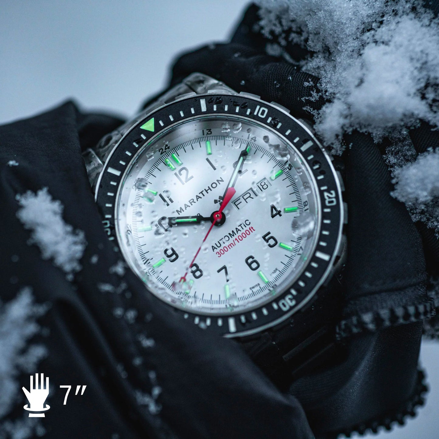 Marathon WW194021SS-0530 Arctic edition Jumbo Diver's Automatic (JDD) - 46mm with 3 pieces Black Rubber Strap