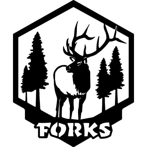Paradise Clay CMG143 Elk Badge w/ Forks MAGNET