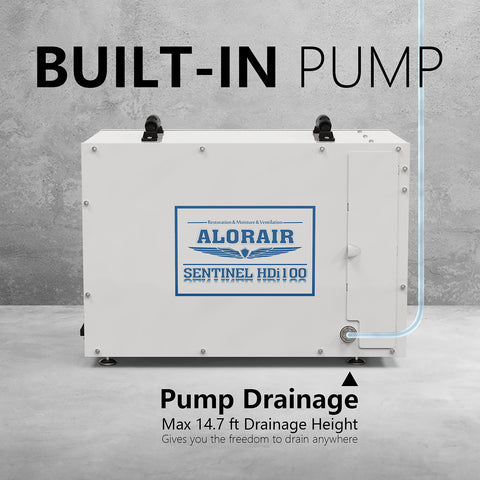 AlorAir Sentinel HDi100, 220 Pints Whole House Dewhumidifier for Crawl Space, Basements, Attic, Pump Drain