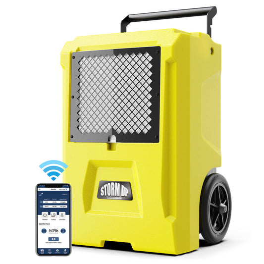 AlorAir Storm DP Single -Voltage APP Control 110 PPD Commercial Dehumidifiers for Garage,Basements, Flood Repair - Yellow