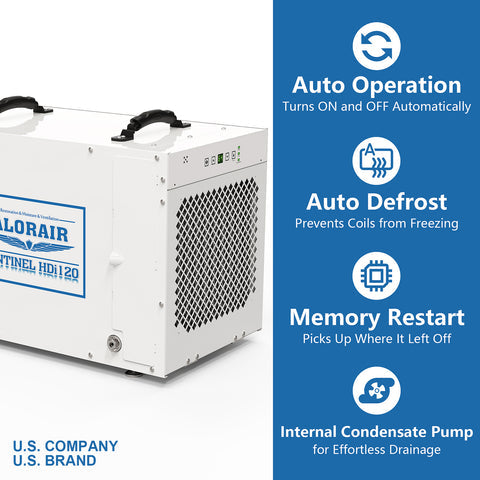 AlorAir Sentinel HDi120 Whole House Dehumidifier, 120 Pints at AHAM, up to 3,300 sq. ft.