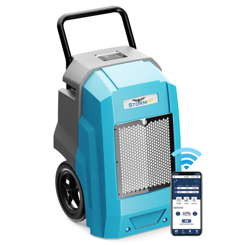 AlorAir 180 PPD Smart Wi-Fi Industrial Dehumidifier with Pump for Basements, Garages, and Job Sites Storm Pro - Blue