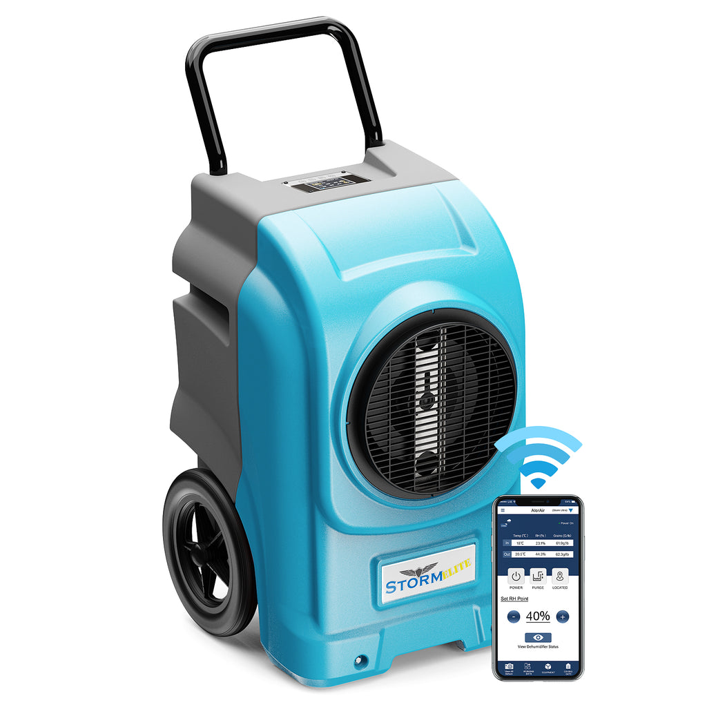 AlorAir 270 Pints Smart Wi-Fi Commercial Dehumidifiers with Pump & Drain Hose for Large Room or Basements Storm Elite - Blue