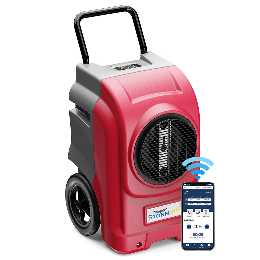 AlorAir 270 Pints Smart Wi-Fi Commercial Dehumidifiers with Pump & Drain Hose for Large Room or Basements Storm Elite - Red