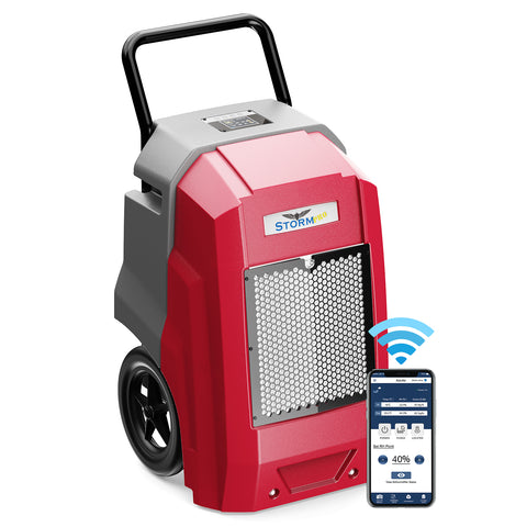 AlorAir 180 PPD Smart Wi-Fi Industrial Dehumidifier with Pump for Basements, Garages, and Job Sites Storm Pro - Red