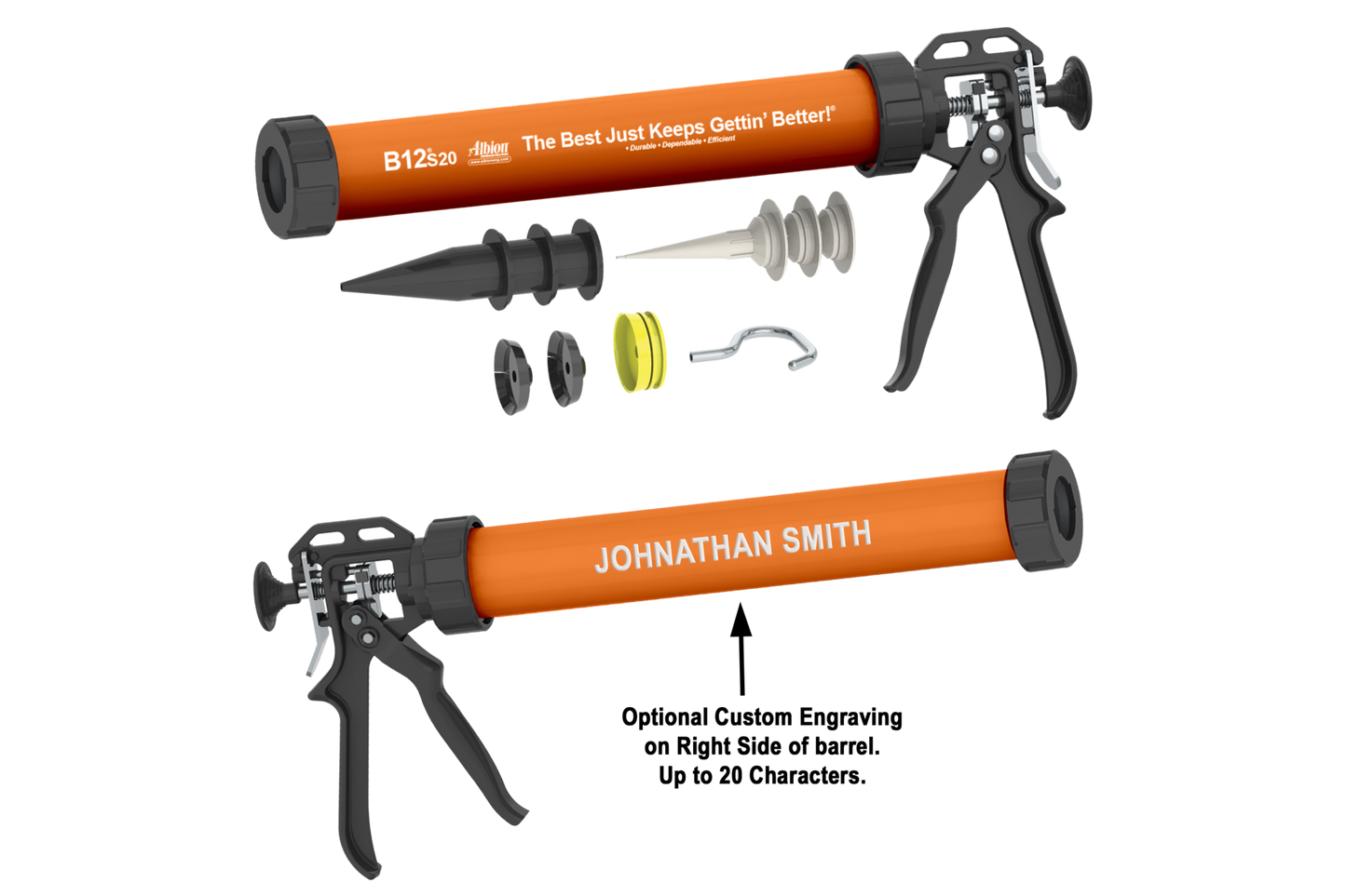 Albion Engineering B12S20(COLOR) Color Rush – 20oz B-Line Manual Sausage Gun w/ Color Barrels