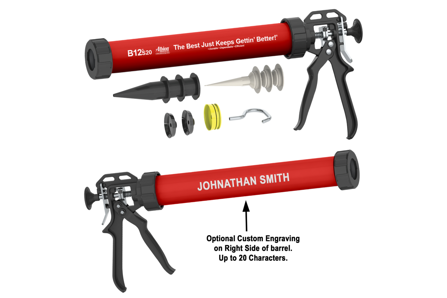 Albion Engineering B12S20(COLOR) Color Rush – 20oz B-Line Manual Sausage Gun w/ Color Barrels