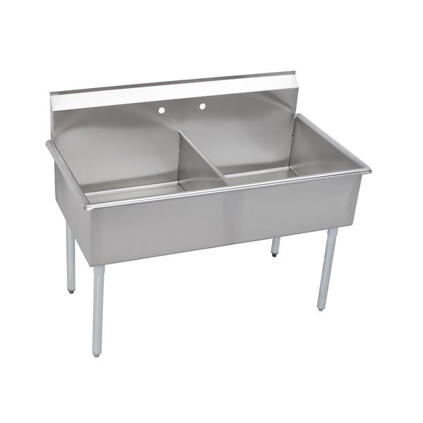 Elkay B2C24X24X Dependabilt Stainless Steel 51" x 27-1/2" x 42" 18 Gauge Two Compartment Budget Sink with Stainless Steel Legs