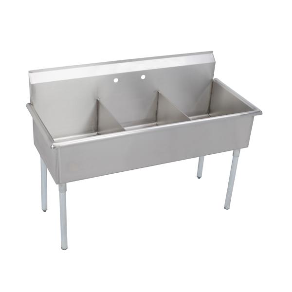 Elkay B3C12X21X Dependabilt Stainless Steel 39" x 24-1/2" x 42" 18 Gauge Three Compartment Budget Sink with Stainless Steel Legs