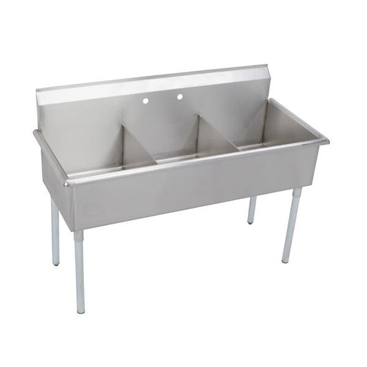 Elkay B3C12X21X Dependabilt Stainless Steel 39" x 24-1/2" x 42" 18 Gauge Three Compartment Budget Sink with Stainless Steel Legs