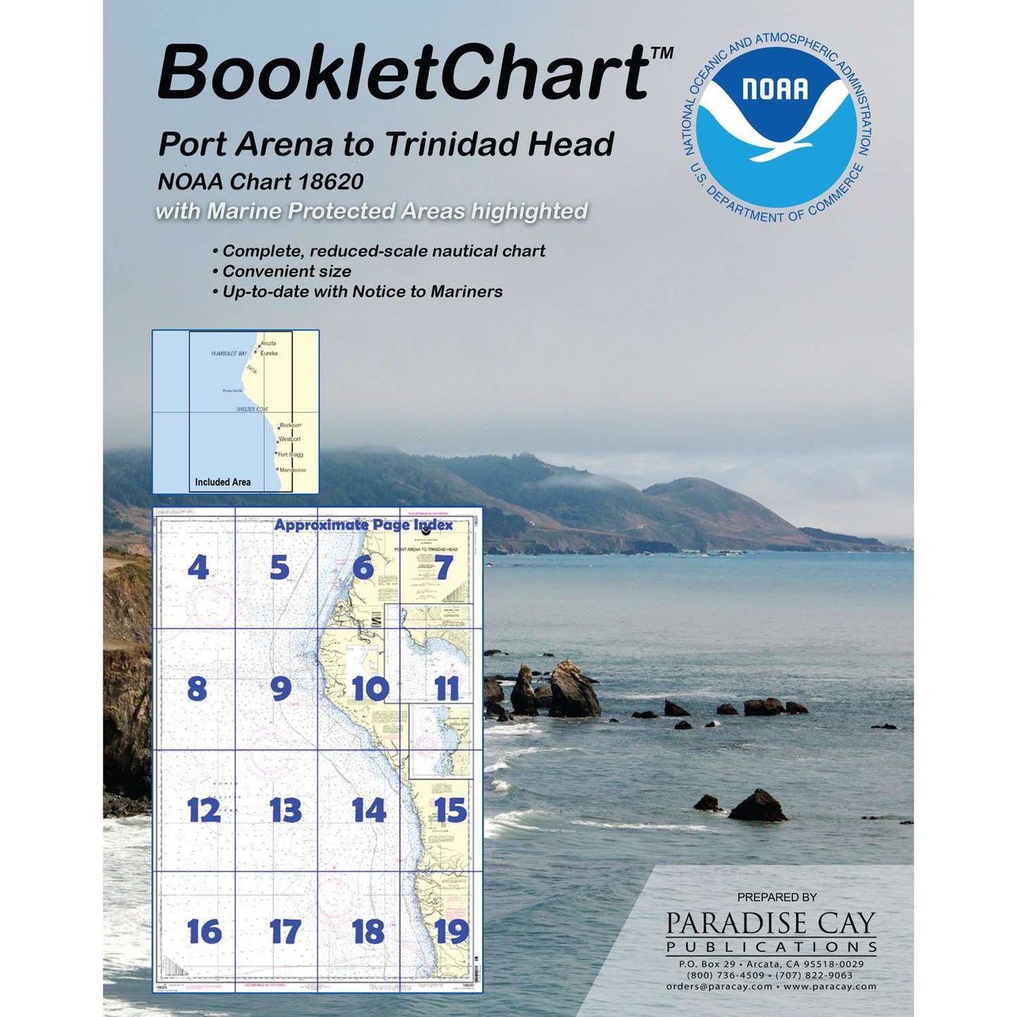 Paradise Clay IHP_CB18620 HISTORICAL NOAA Booklet Chart Point Arena to Trinidad Head with MARINE PROTECTED AREAS Highlighted