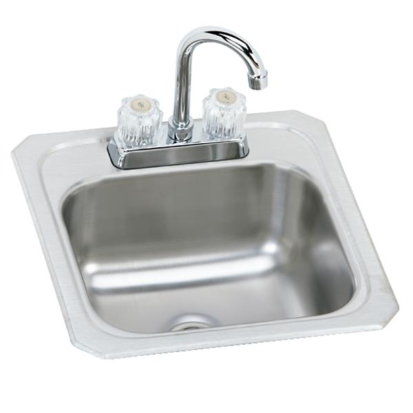 Elkay BCRA150C Celebrity® Stainless Steel 15" x 15" x 6-1/8" 2-Hole Single Bowl Drop-in Bar Sink + Faucet Kit