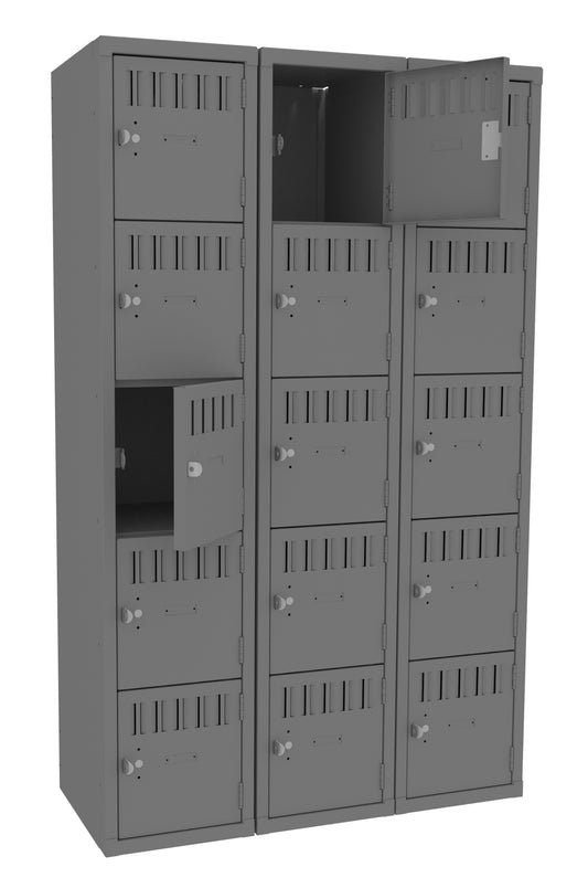 Tennsco BS5-121512-C 5 High Box Locker - Three Wide, No Legs (Assembled)