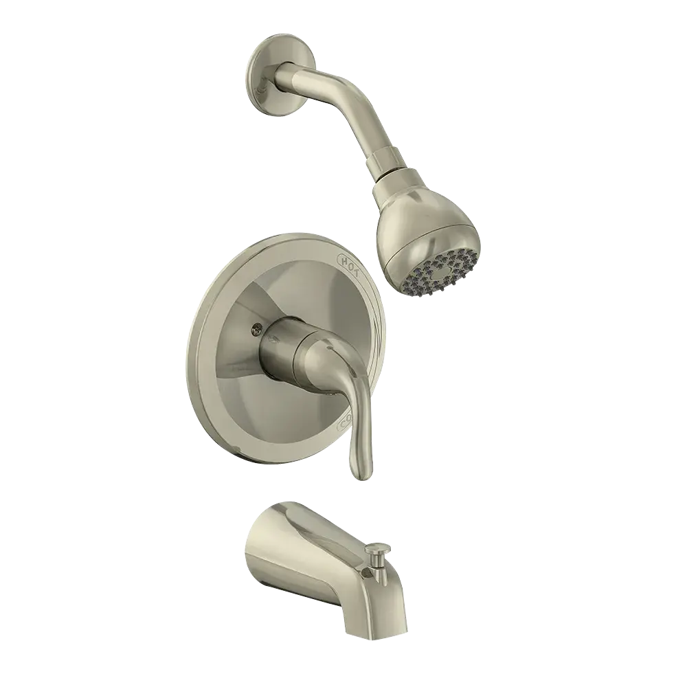 Matco-Norca BL-730BNDJP Builder Light Single Control Tub & Shower Trim, Slip On Diverter, Job Pack, Brushed Nickel