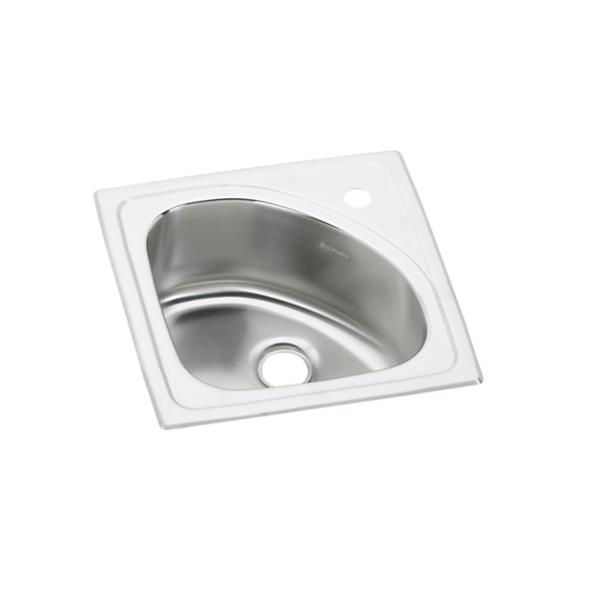 Elkay BLGR15151 Lustertone Classic Stainless Steel 15" x 15" x 6-1/2" 1-Hole Single Bowl Drop-in Bar Sink