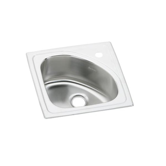 Elkay BLGR15151 Lustertone Classic Stainless Steel 15" x 15" x 6-1/2" 1-Hole Single Bowl Drop-in Bar Sink
