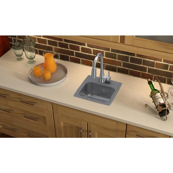 Elkay BLR1516 Lustertone® Classic Stainless Steel 15" x 15" x 7-1/8" Single Bowl Drop-in Bar Sink with 3-1/2" Drain