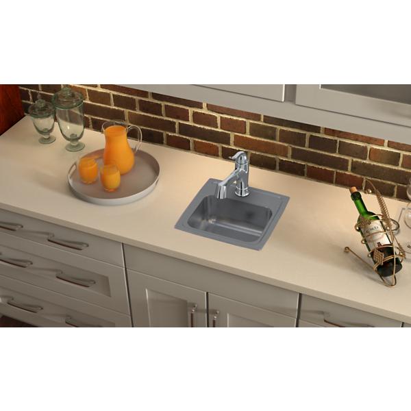 Elkay BLRQ1560 Lustertone® Classic Stainless Steel 15" x 15" x 6-1/8" Single Bowl Drop-in Bar Sink with Quick-clip