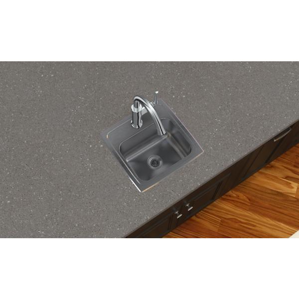 Elkay BLRQ15 Lustertone® Classic Stainless Steel 15" x 15" x 7-1/8" Single Bowl Drop-in Bar Sink with Quick-clip