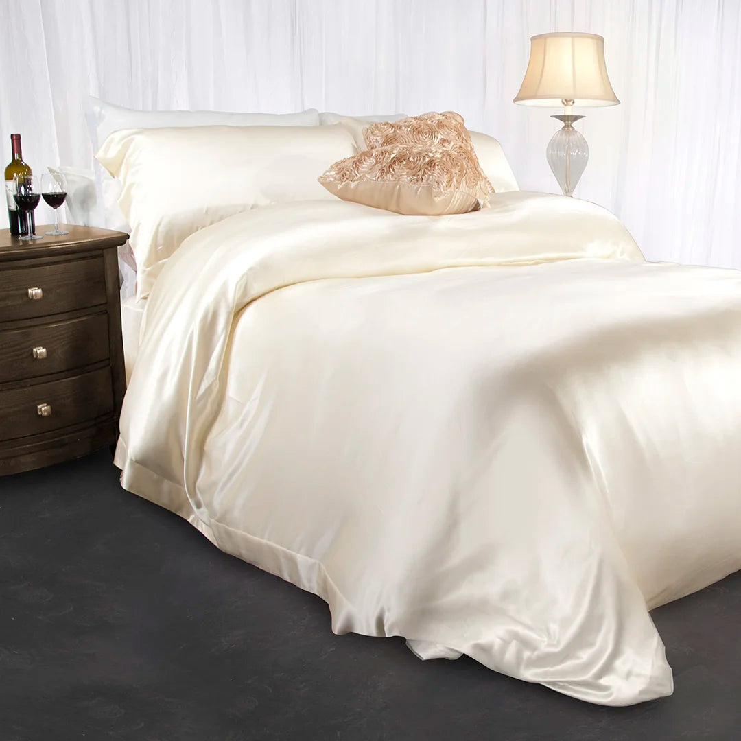 Barska BM12062 Aus Vio 100% Natural Charmeuse Silk Satin Luxurious Duvet Cover, Queen, Dawn Color