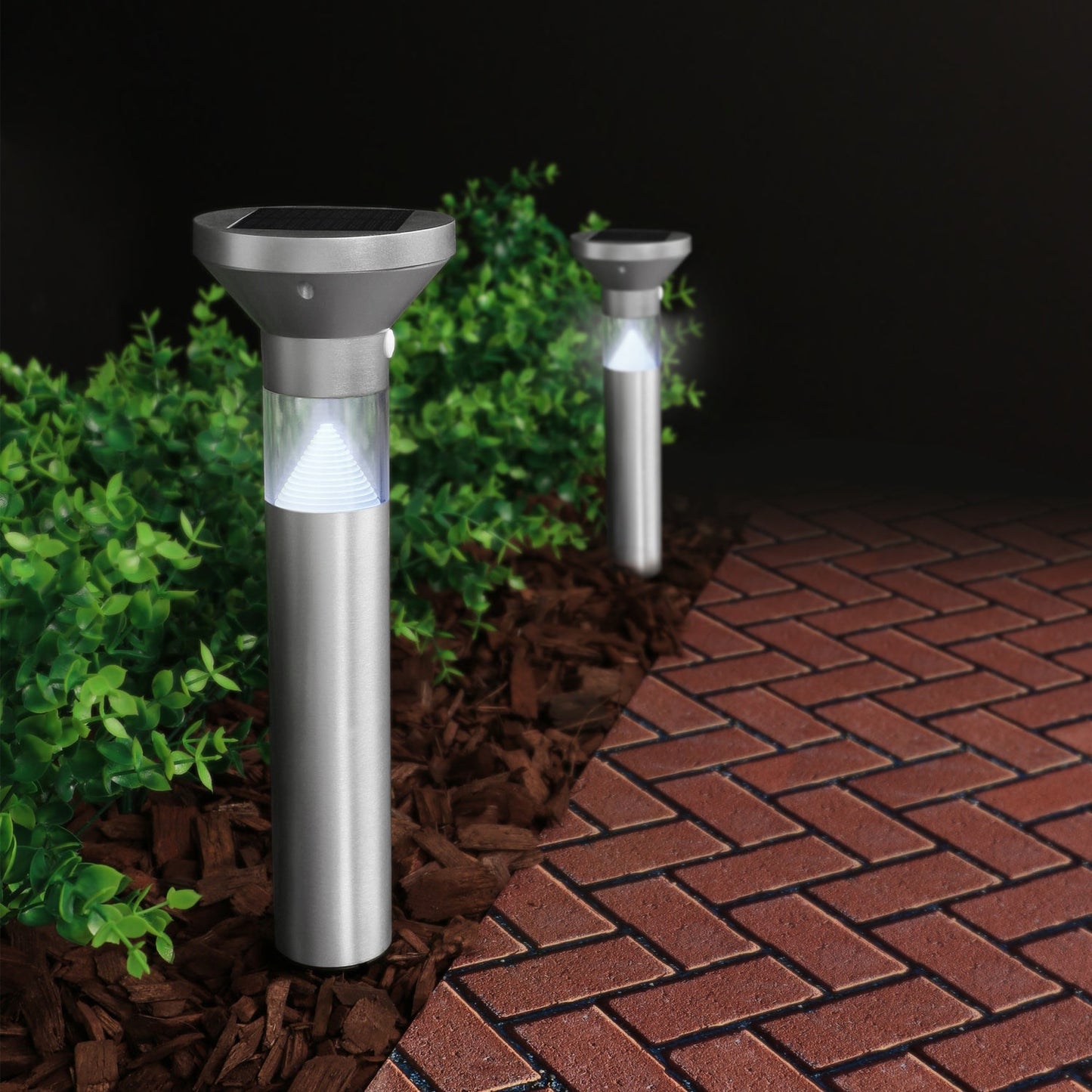 Feit Electric BOLLARD/SYNC/SOL/NK 12 in. OneSync Landscape Nickel Solar Bollard Light