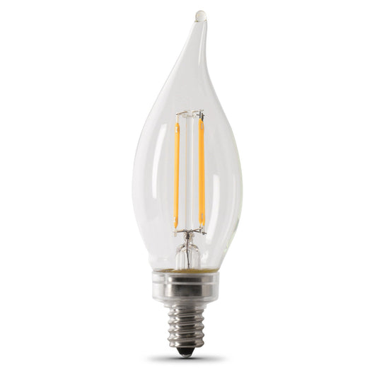 Feit Electric BPCFC100927CAFIL/2 10W (100W Replacement) Soft White (2700K) E12 Base BA10 Flame Tip Filament LED Light Bulb (2-Pack)