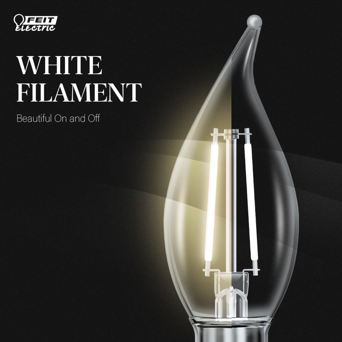 Feit Electric BPCFC40927CAWFIL/4 3.3 W (40W Replacement) Soft White (2700K) Flame Tip B10 (E12 Base) Exposed White Filament LED Bulb (4-Pack)