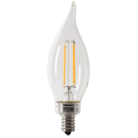 Feit Electric BPCFC60927CAFIL/2/RP 5.5W (60W Replacement) Soft White (2700K) Clear Flame Tip Filament LED Light Bulb (2-Pack)