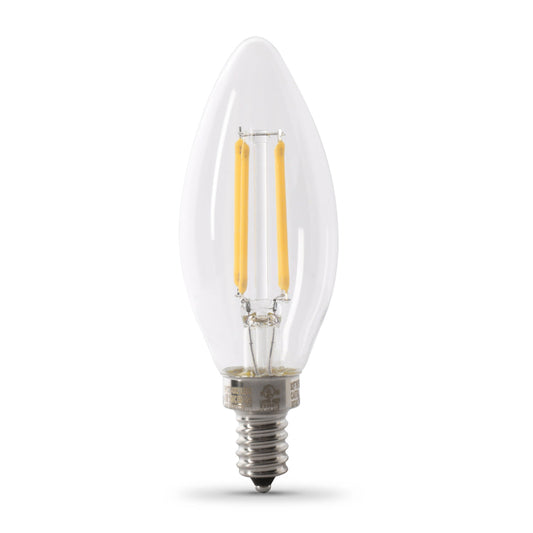 Feit Electric BPCTC100930CAFIL/2 10W (100W Replacement) Bright White (3000K) E12 Base B10 Blunt Tip Dimmable Filament LED Bulb (2-Pack)