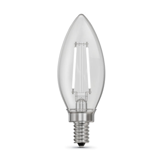 Feit Electric BPCTC100950CAWFIL/2 10W (100W Equivalent) Daylight (5000K) B10 Shape (E12 Base) Torpedo Tip LED Exposed White Filament Bulb (2-Pack)