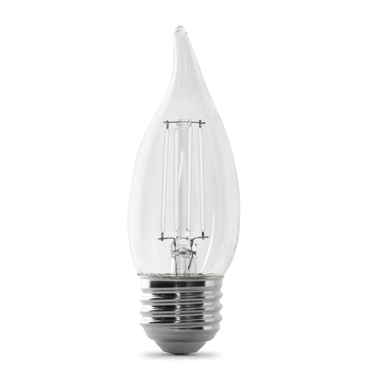 Feit Electric BPEFC40950CAWFIL/2 3.3W (40W Equivalent) Daylight (5000K) BA10 (E26 Base) Flame Tip Exposed White Filament LED Bulb (2-Pack)