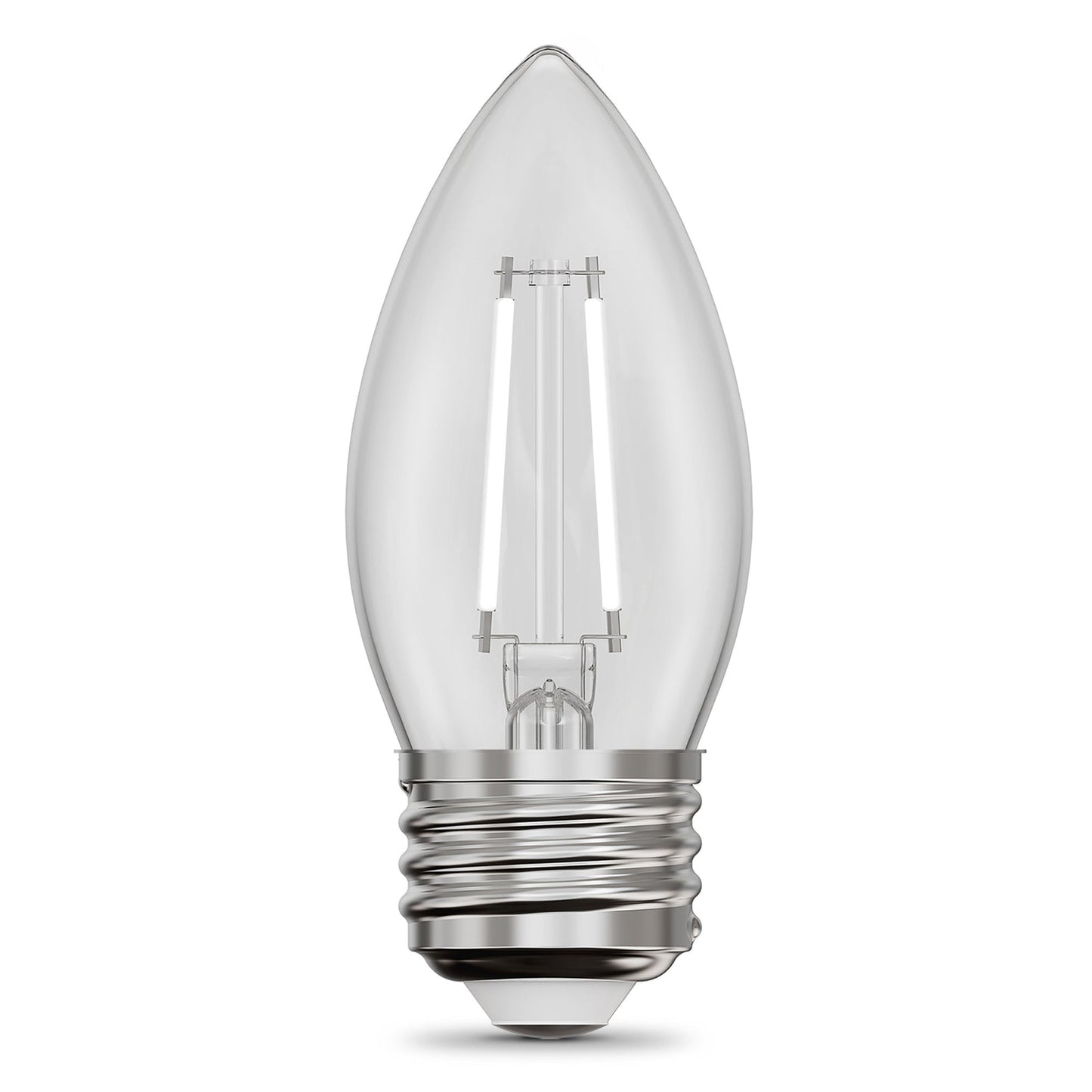 Feit Electric BPETC40927CAWFIL/2 3.3W (40W Equivalent) Soft White (2700K) Chandelier B10 (E26 Base) Torpedo Tip Exposed White Filament LED Bulb (2-Pack)