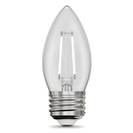 Feit Electric BPETC60927CAWFIL/2 5.5W (60W Equivalent) Soft White (2700K) B10 Shape (E26 Base) Torpedo Tip White Filament LED Bulb (2-Pack)