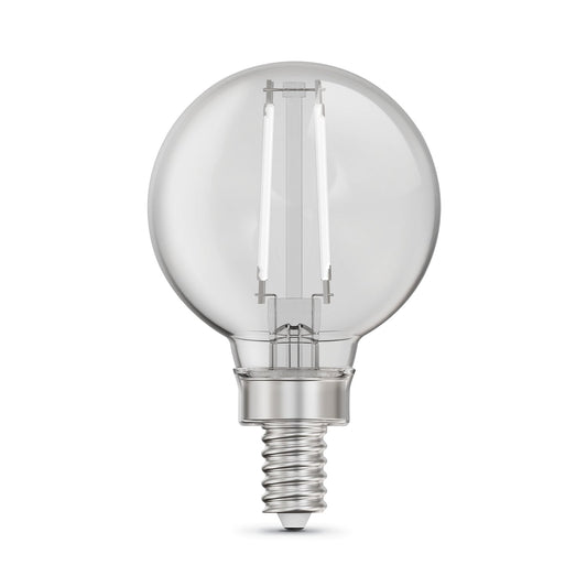 Feit Electric BPG1640927CAWFIL/2 3.8 W (40W Equivalent) Soft White (2700K) G16 1/2 Globe Shape (E12 Base) Exposed White Filament LED Bulb (2-Pack)