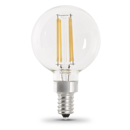 Feit Electric BPG1640930CAFIL/2 3.8W (40W Replacement) Bright White (3000K) G16 1/2 (E12 Base) Filament LED Bulb (2-Pack)