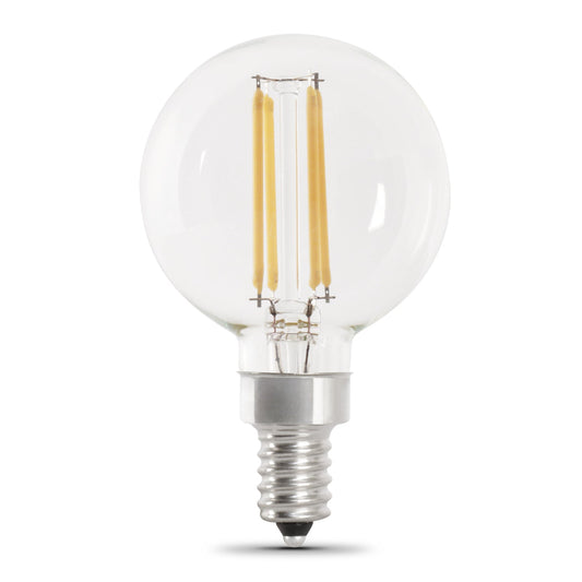 Feit Electric BPG1660927CAFIL/2/RP 60W Replacement G16 1/2 Soft White Dimmable Enhance Glass Filament Globe LED (2-Pack)