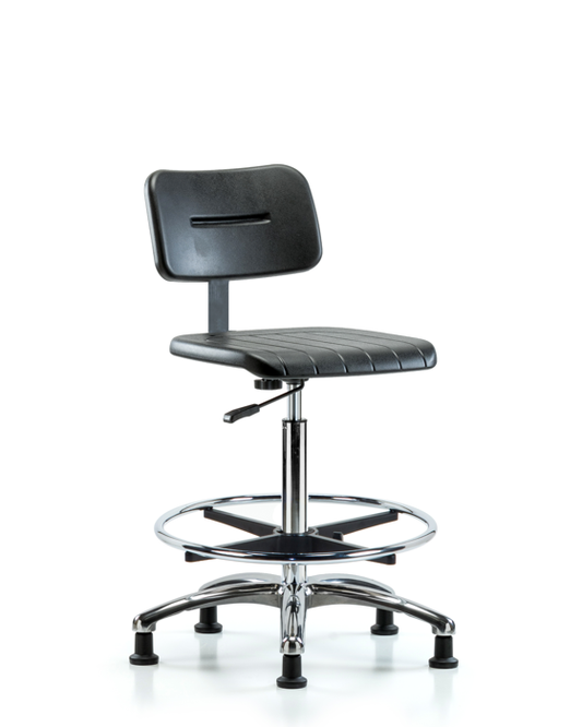 Blue Ridge Ergonomics BPHBCH-CR-CF-RG Core Polyurethane Chair Chrome - High Bench Height with Chrome Foot Ring & Stationary Glides