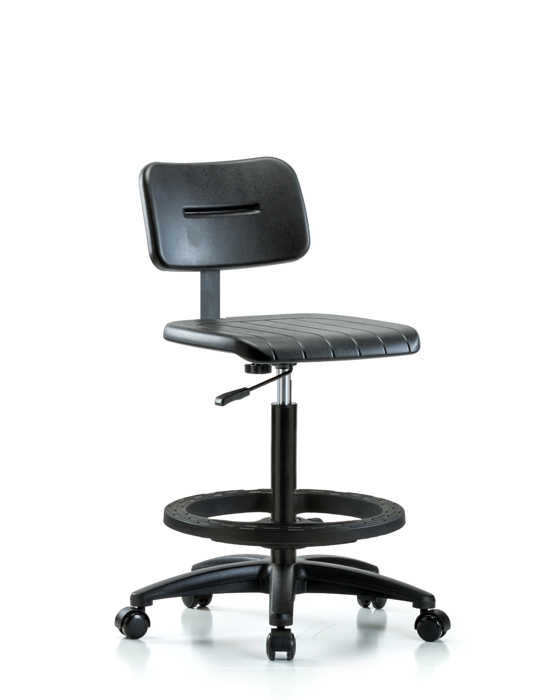 Blue Ridge Ergonomics BPHBCH-RG-BF-RC Core Polyurethane Chair - High Bench Height with Black Foot Ring & Casters