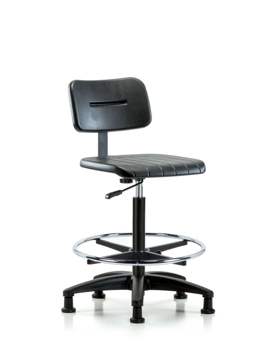 Blue Ridge Ergonomics BPHBCH-RG-CF-RG Core Polyurethane Chair - High Bench Height with Chrome Foot Ring & Stationary Glides