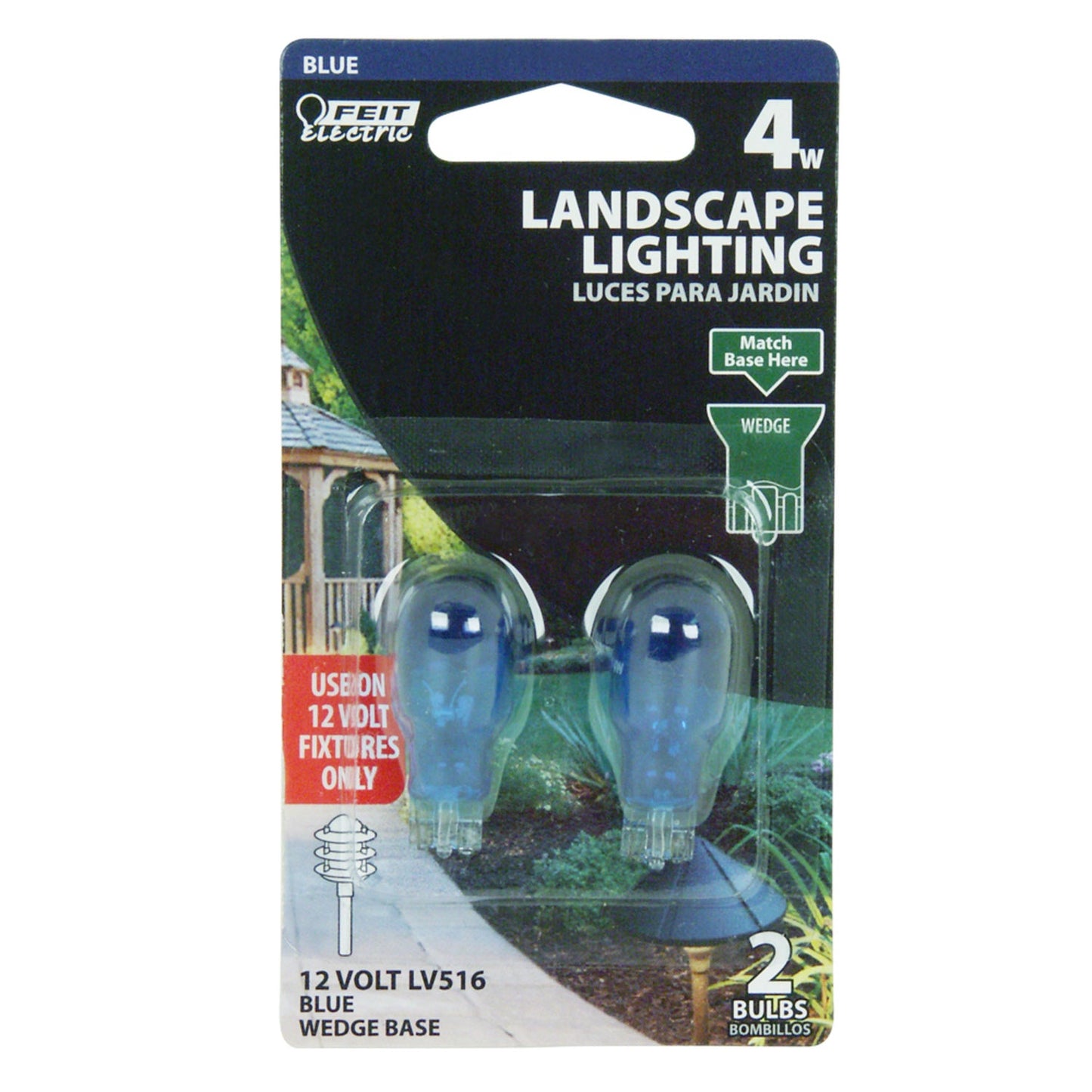 Feit Electric BPLV516/B 4W Blue Wedge Base T5 Incandescent Bulb (2-Pack)