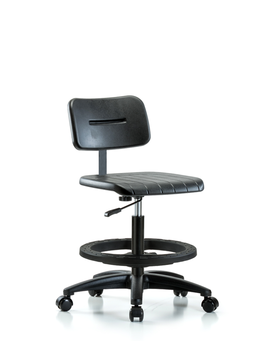 Blue Ridge Ergonomics BPMBCH-RG-BF-RC Core Polyurethane Chair - Medium Bench Height with Black Foot Ring & Casters