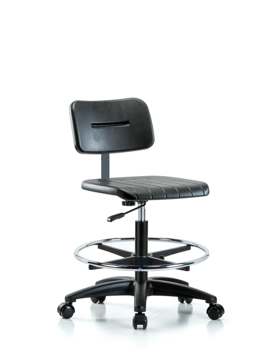 Blue Ridge Ergonomics BPMBCH-RG-CF-RC Core Polyurethane Chair - Medium Bench Height with Chrome Foot Ring & Casters
