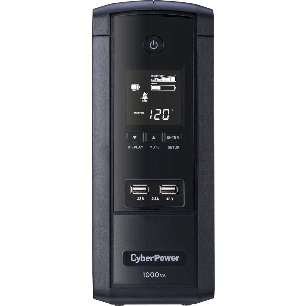 CyberPower BRG1000AVRLCD Intelligent LCD UPS Systems - 1000VA/600W, 120 VAC, NEMA 5-15P, Mini-Tower, 10 Outlets, LCD, PowerPanel® Personal, $350000 CEG, 5YR Warranty